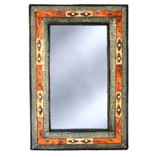 Orientalischer Spiegel Essaouira Small Orange/Weiß H 60 cm