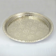 Orientalisches Teetablett Ramayan Silber D 32 cm
