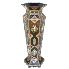 Arabischer Vase Kreta Vollholz / Silbernes Messing