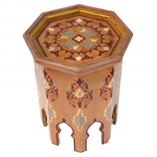 Marokkanischer Beistelltisch Mami Hellbraun Handbemalt H 50 cm