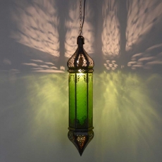 Arabische Deckenlampe Osman Grün H 70 cm