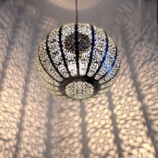 Orientalische Lampe Mond Small Silber D 27 cm