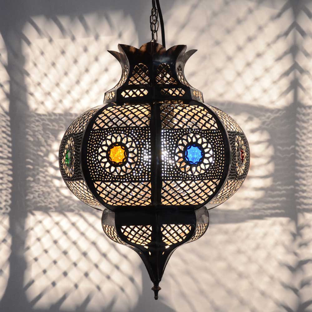 Deckenleuchte Orientalisch Deckenlampe Glas Hänge Ketten Lüster Orient DIMMBAR 