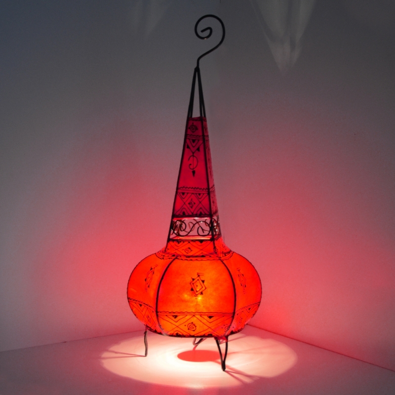 Orientalische Stehlampe Sofia Rot aus echtem Leder
