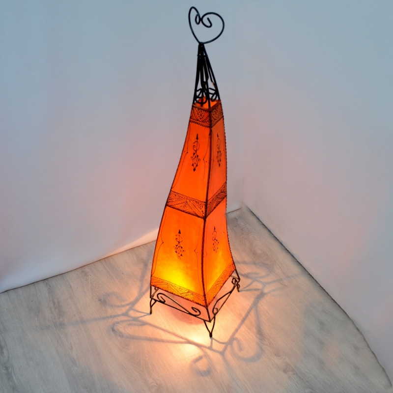Marokkanische Leder Stehlampe Alia Orange