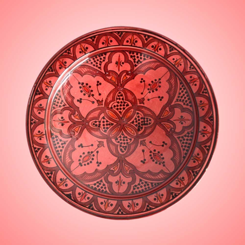 Orientalischer Keramikteller Tadelakt Rot D 35 cm