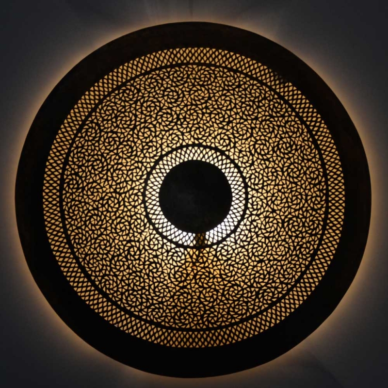 Orientalische Wandlampe Ring Big aus Messing D 77 cm