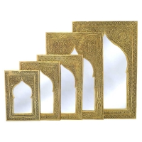 Arabischer Spiegel Ram Messing/Gold  H 28 cm