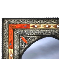 Orientalischer Spiegel Kairo Small Orange/Weiß/Mayshort H 60 cm