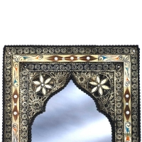 Orientalischer Spiegel Arabic Small Vollholz / Versilbertes Messing H 60 cm