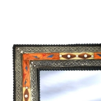 Orientalischer Spiegel Essaouira Small Orange/Weiß H 60 cm