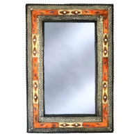 Orientalischer Spiegel Essaouira Orange/Weiß H 80 cm
