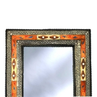 Orientalischer Spiegel Essaouira Orange/Weiß H 80 cm