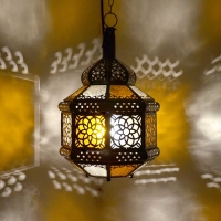 Arabische Deckenlampe Dad Weiß/Amber H 35 cm