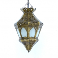 Orientalische Lampe Mayla Milchglas aus Messing H 45 cm