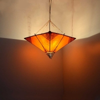 Arabische Deckenlampe Pyramid Orange H 45 cm