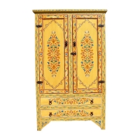 Arabischer Schrank Orient Vollholz Handbemalt Gelb 180 cm