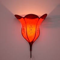 Orientalische Leder-Wandlampe Blume Rot