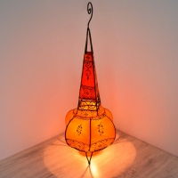 Orientalische Stehlampe Sofia Orange aus echtem Leder