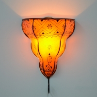 Orientalische Leder-Wandlampe Glocke Orange