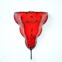 Marokkanische Leder-Wandlampe Glocke Rot