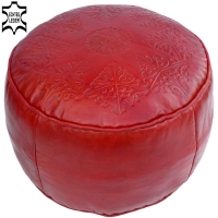 Orientalisches Leder Sitzkissen Yallakora Rot D 44 cm