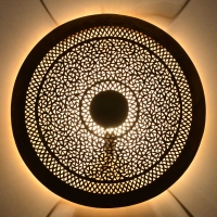 Orientalische Wandlampe Ring Medium aus Messing D 60 cm
