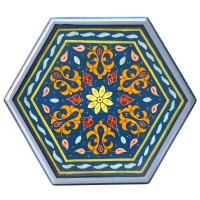 Arabischer Beistelltisch Sami Blau Handbemalt Vollholz H 53 cm