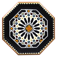 Arabischer Beistelltisch Habibi Schwarz Handbemalt Vollholz H 50 cm
