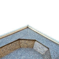 Arabischer Couchtisch Kasbah Vollholz / Versilbertes Messing H 60 cm