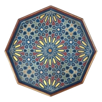 Arabischer Beistelltisch Katar Blau Vollholz Handbemalt H 54 cm