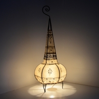 Marokkanische Leder Stehlampe Sofia Weiß