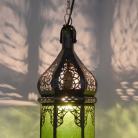 Arabische Deckenlampe Osman Grün H 70 cm