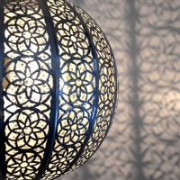 Orientalische Lampe Mond Medium Silber D 32 cm